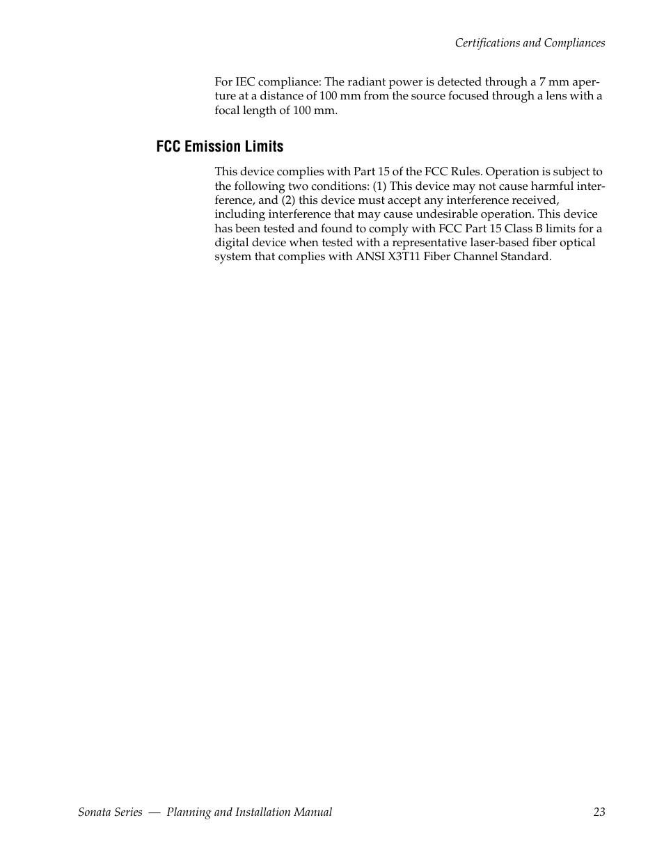 Fcc emission limits | Grass Valley Sonata Series MADI 2010 User Manual | Page 23 / 68