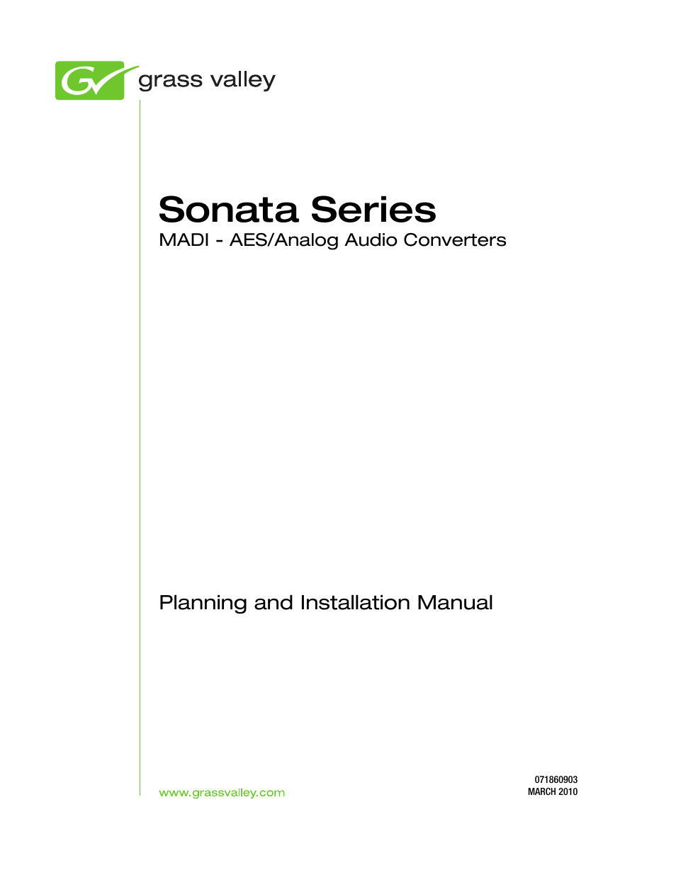 Sonata series | Grass Valley Sonata Series MADI 2010 User Manual | Page 3 / 68