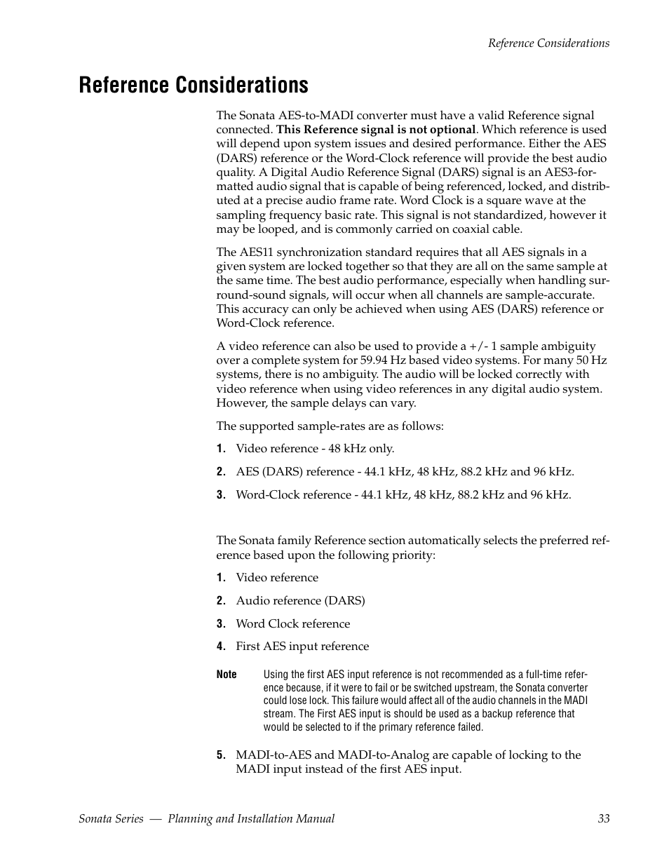 Reference considerations | Grass Valley Sonata Series MADI 2010 User Manual | Page 33 / 68