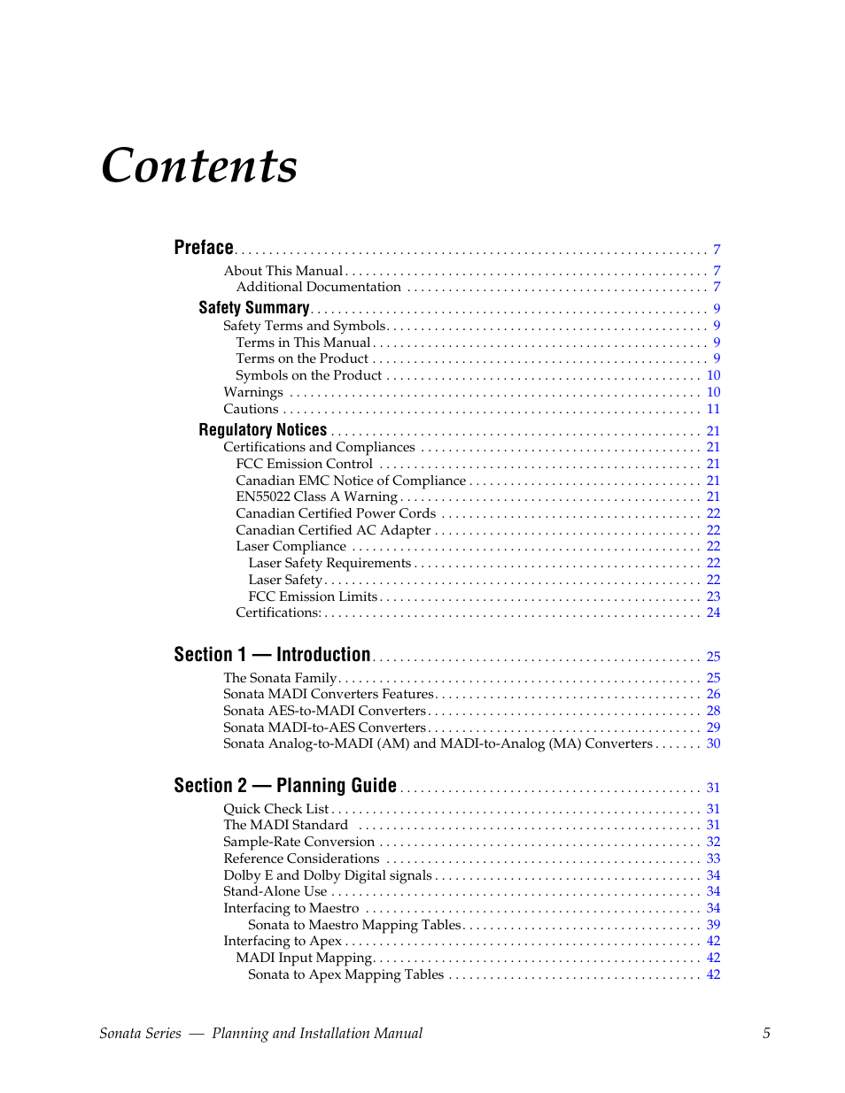 Grass Valley Sonata Series MADI 2010 User Manual | Page 5 / 68