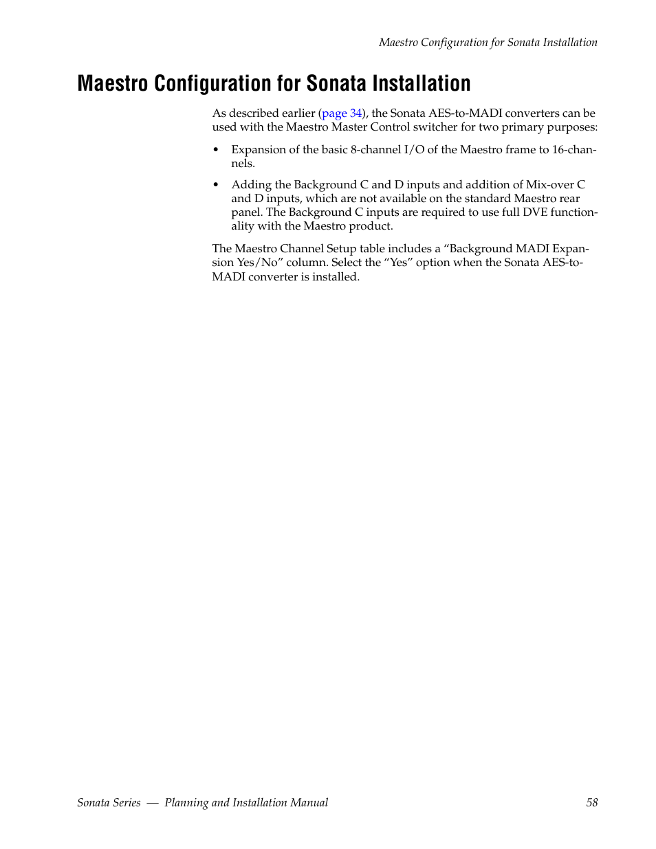 Maestro configuration for sonata installation | Grass Valley Sonata Series MADI 2010 User Manual | Page 58 / 68