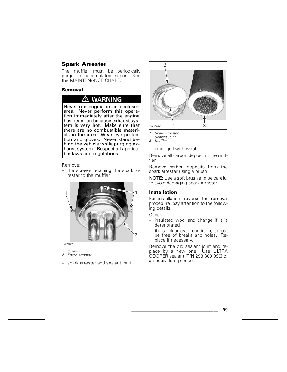 Warning | Can-Am BOMBARDIER DS650 User Manual | Page 101 / 136