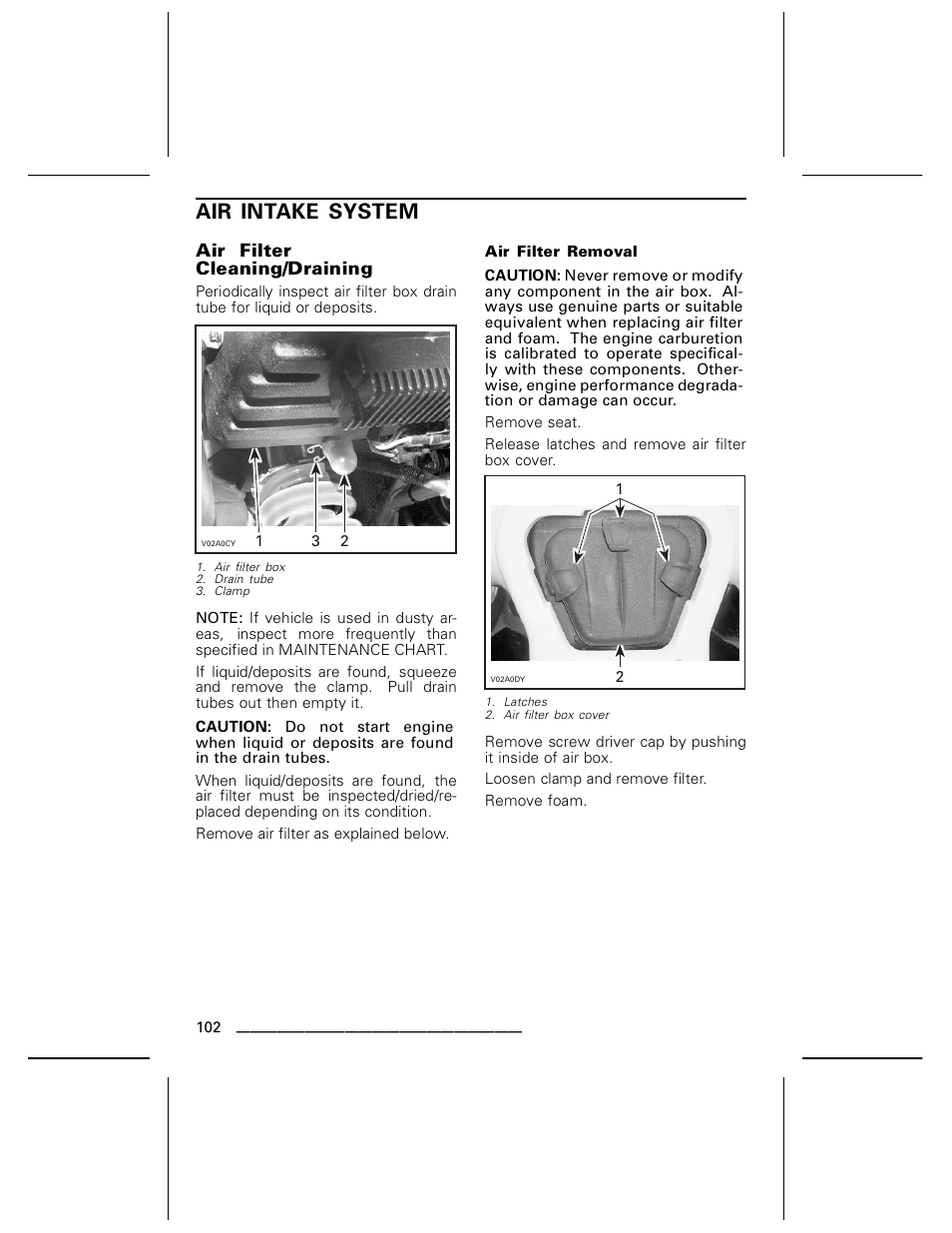Air intake system | Can-Am BOMBARDIER DS650 User Manual | Page 104 / 136