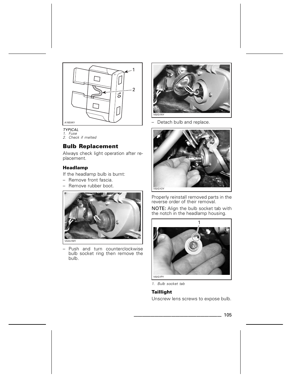 Bulb replacement | Can-Am BOMBARDIER DS650 User Manual | Page 107 / 136