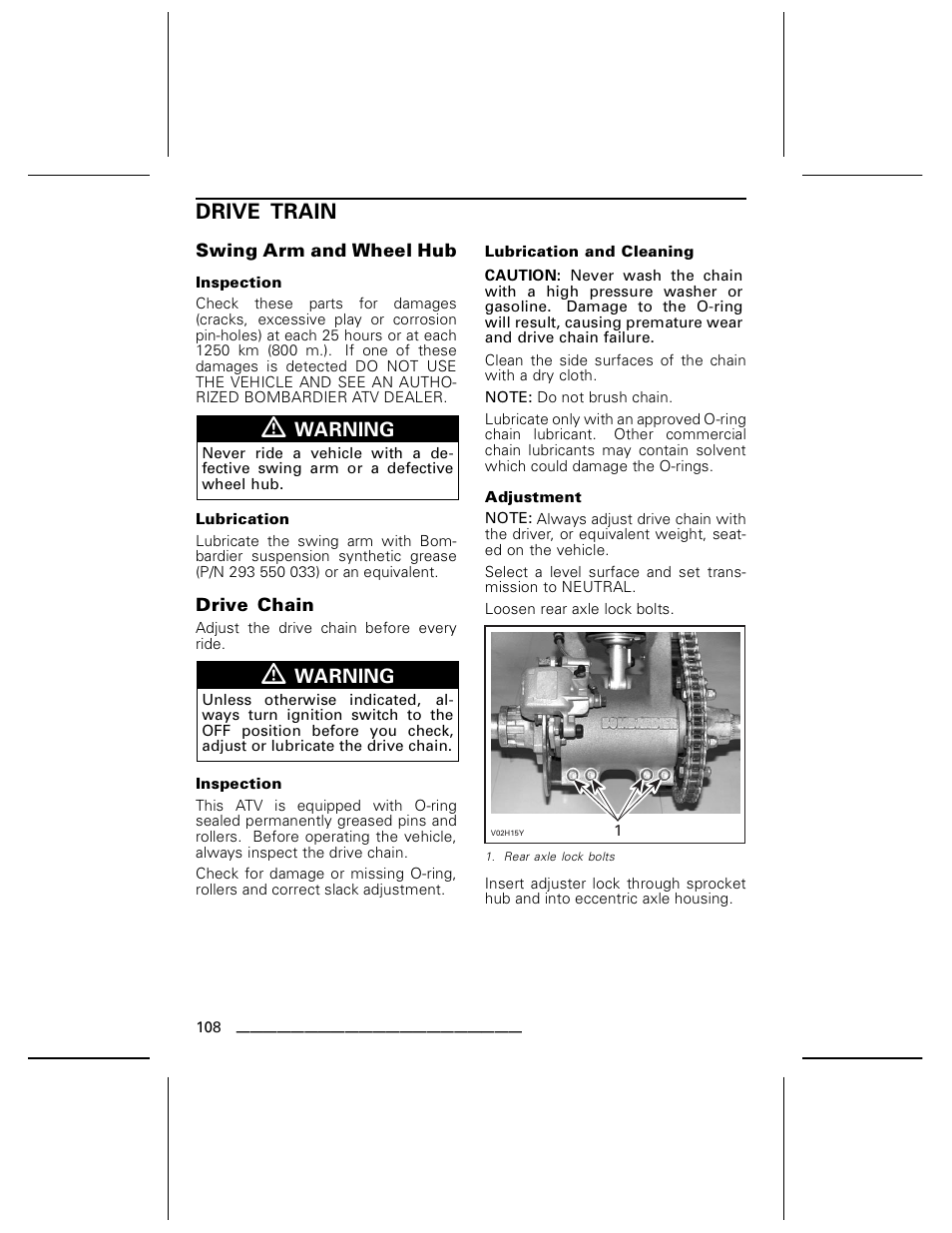 Drive train | Can-Am BOMBARDIER DS650 User Manual | Page 110 / 136