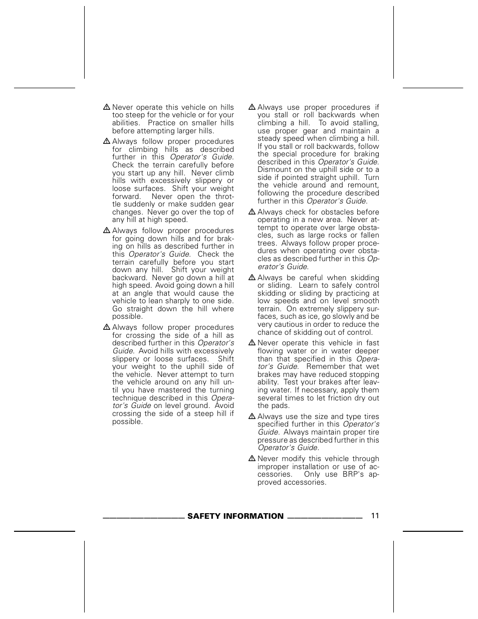 Can-Am BOMBARDIER DS650 User Manual | Page 13 / 136