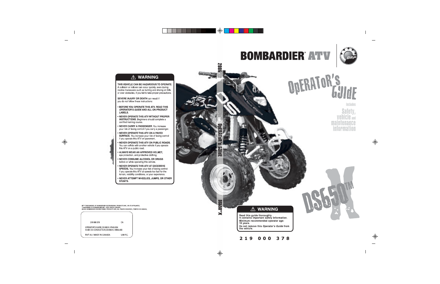 Can-Am BOMBARDIER DS650 User Manual | Page 136 / 136