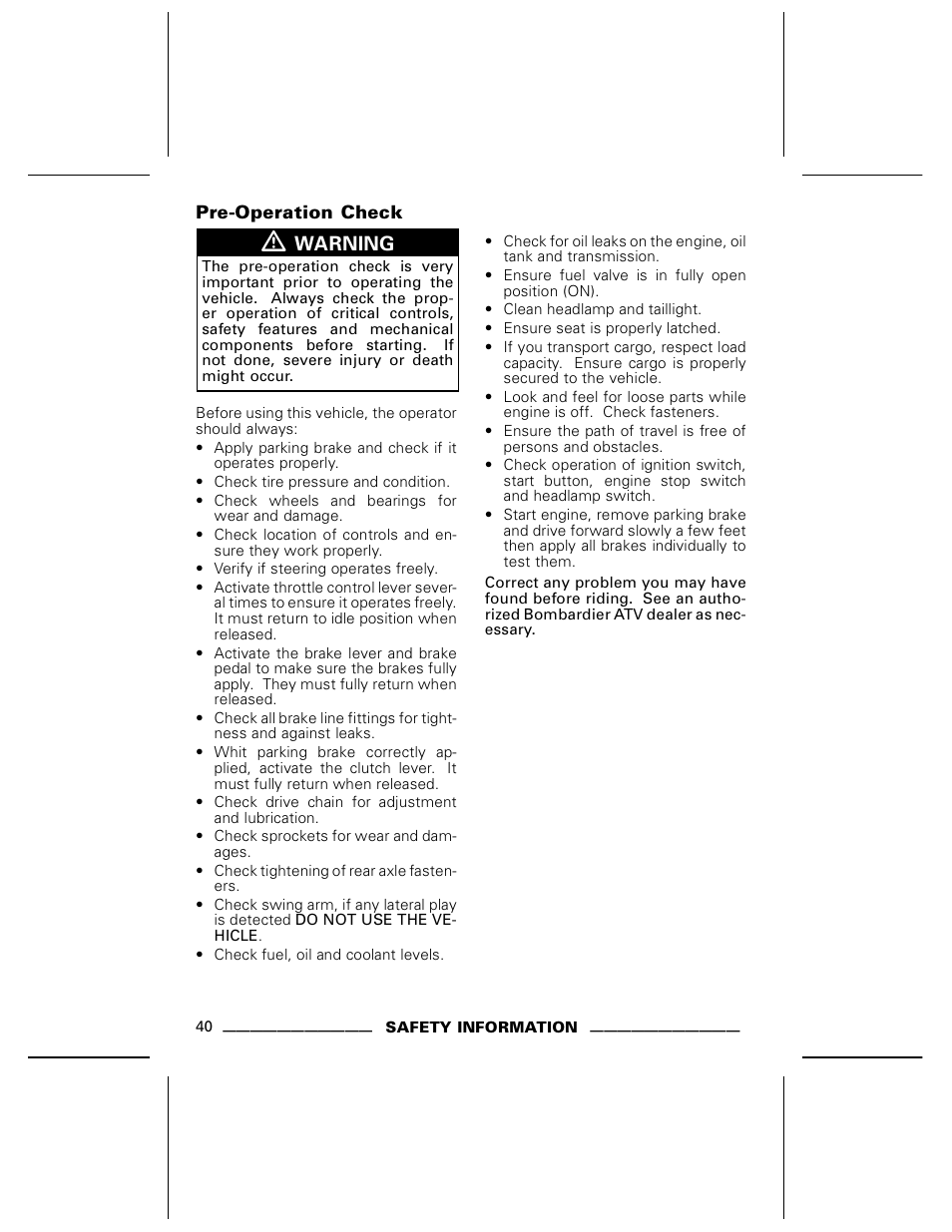 Can-Am BOMBARDIER DS650 User Manual | Page 42 / 136