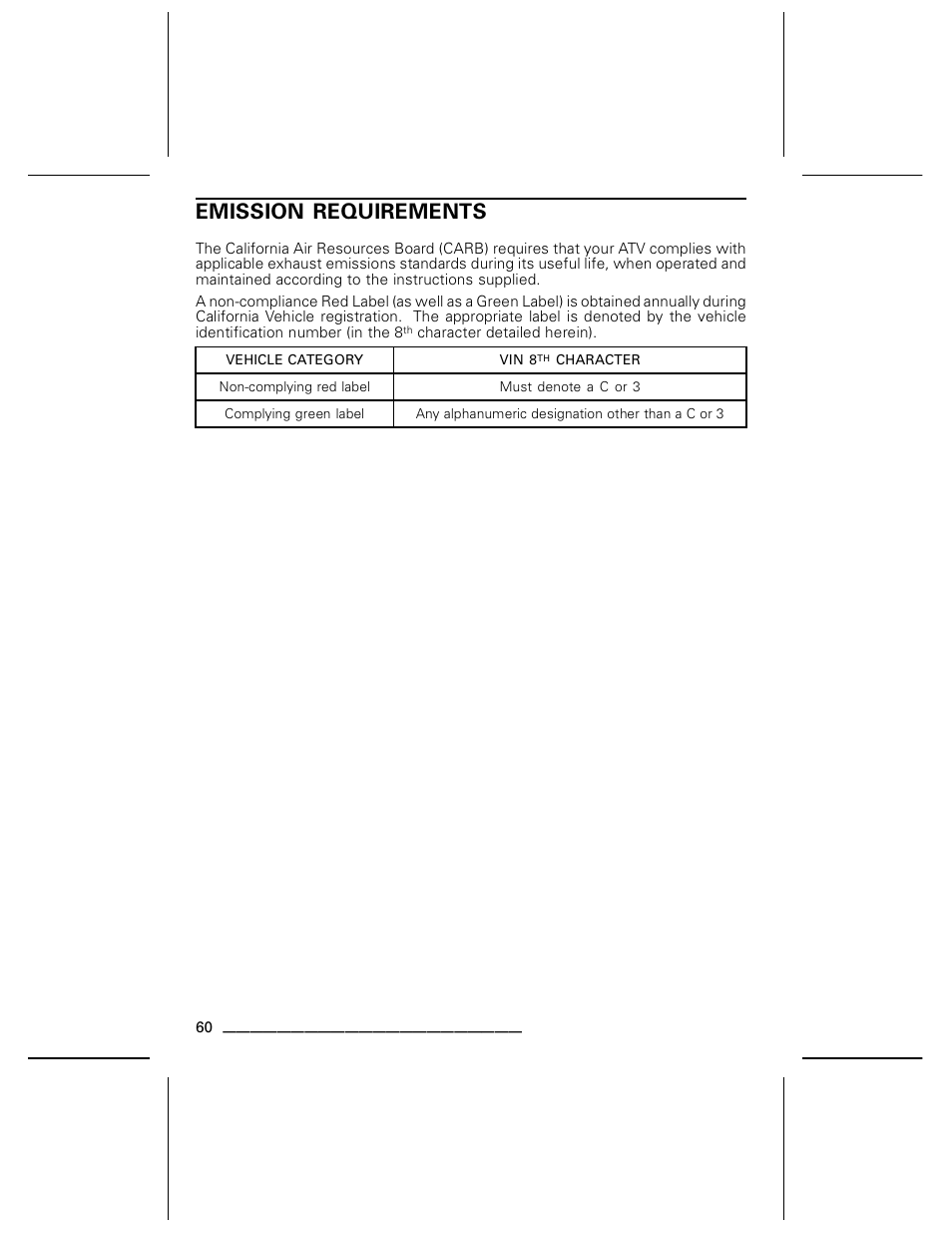 Emission requirements | Can-Am BOMBARDIER DS650 User Manual | Page 62 / 136