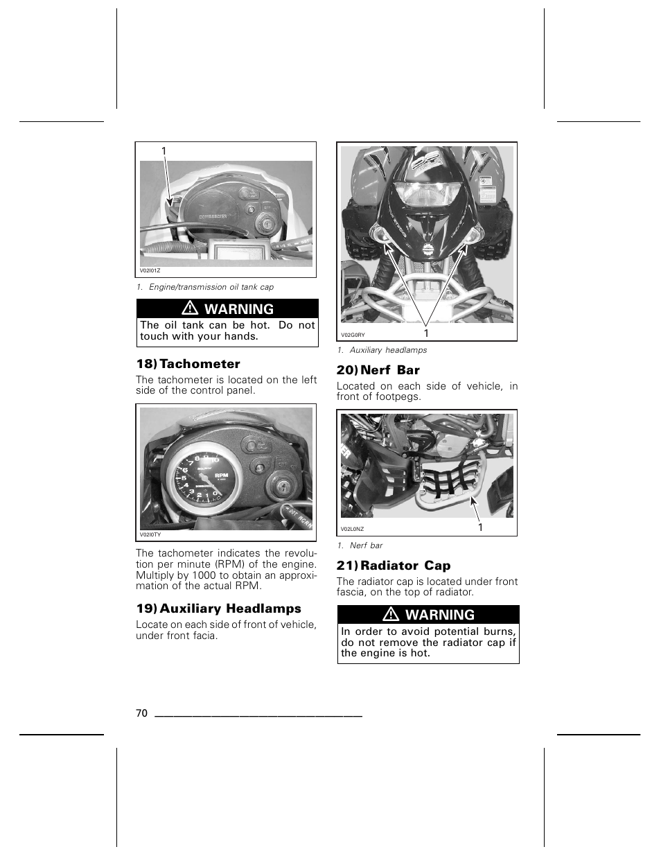 Warning | Can-Am BOMBARDIER DS650 User Manual | Page 72 / 136