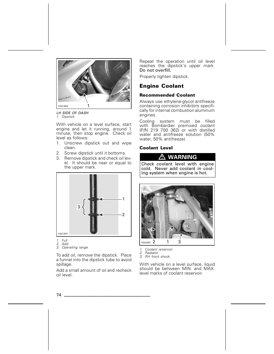 Warning | Can-Am BOMBARDIER DS650 User Manual | Page 76 / 136