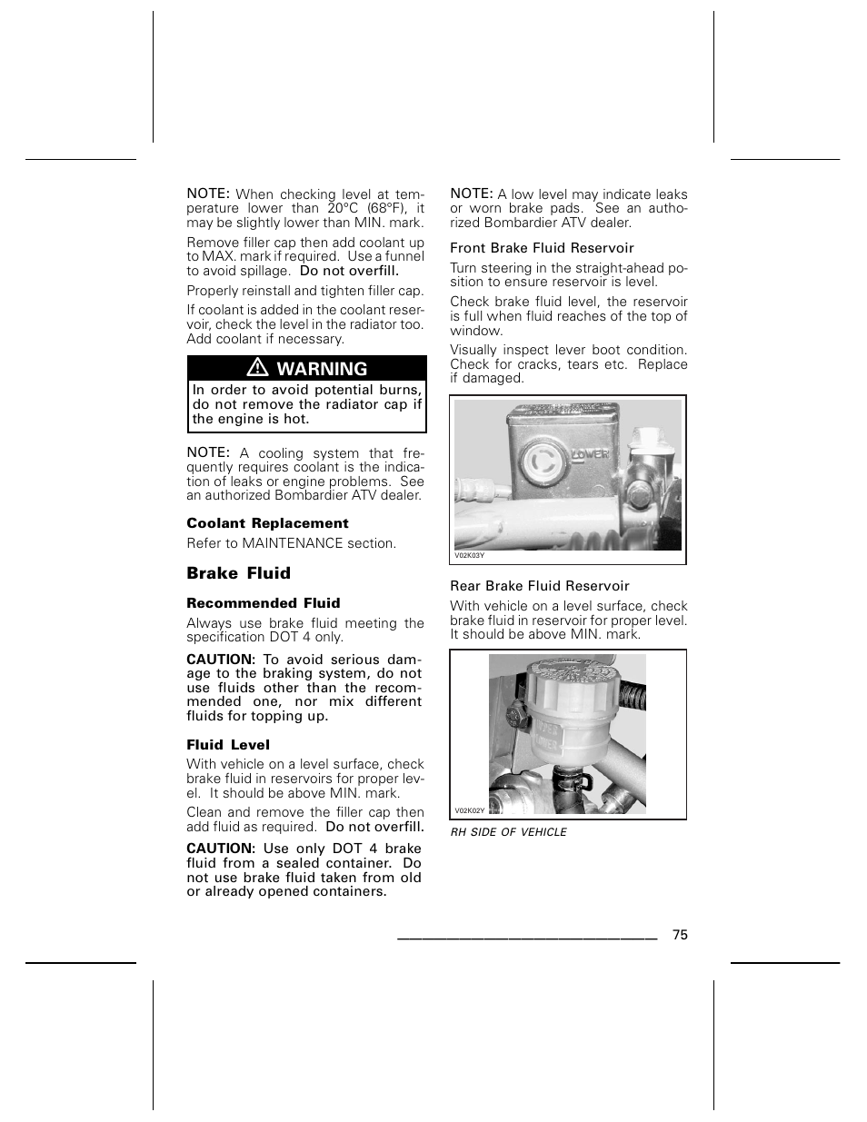 Warning | Can-Am BOMBARDIER DS650 User Manual | Page 77 / 136