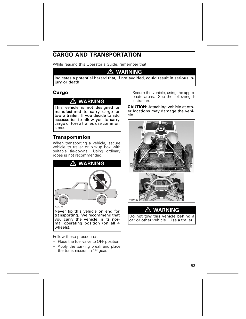 Cargo and transportation | Can-Am BOMBARDIER DS650 User Manual | Page 85 / 136