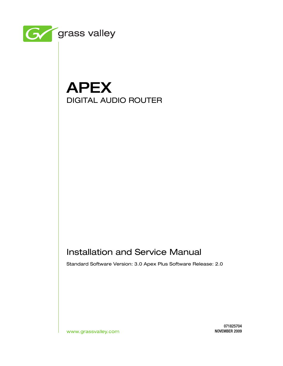 Apex | Grass Valley Apex v.2.0 User Manual | Page 3 / 134
