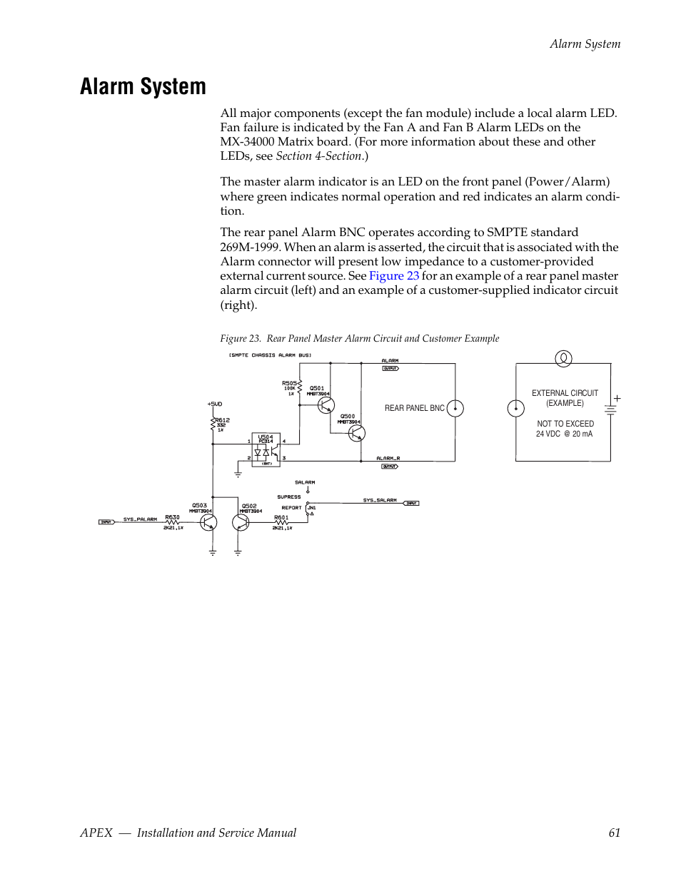 Alarm system | Grass Valley Apex v.2.0 User Manual | Page 59 / 134