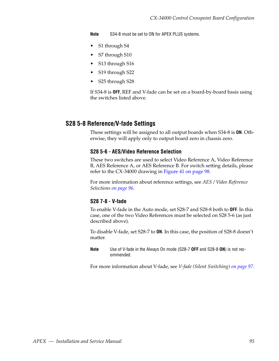 S28 5-8 reference/v-fade settings | Grass Valley Apex v.2.0 User Manual | Page 93 / 134