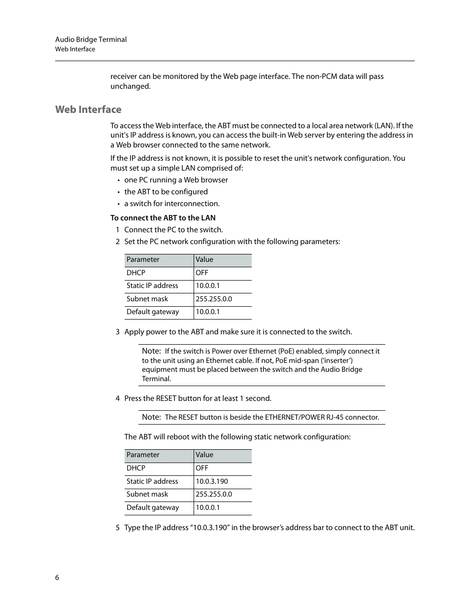 Web interface | Grass Valley Audio Bridge Terminal 2014 User Manual | Page 16 / 29