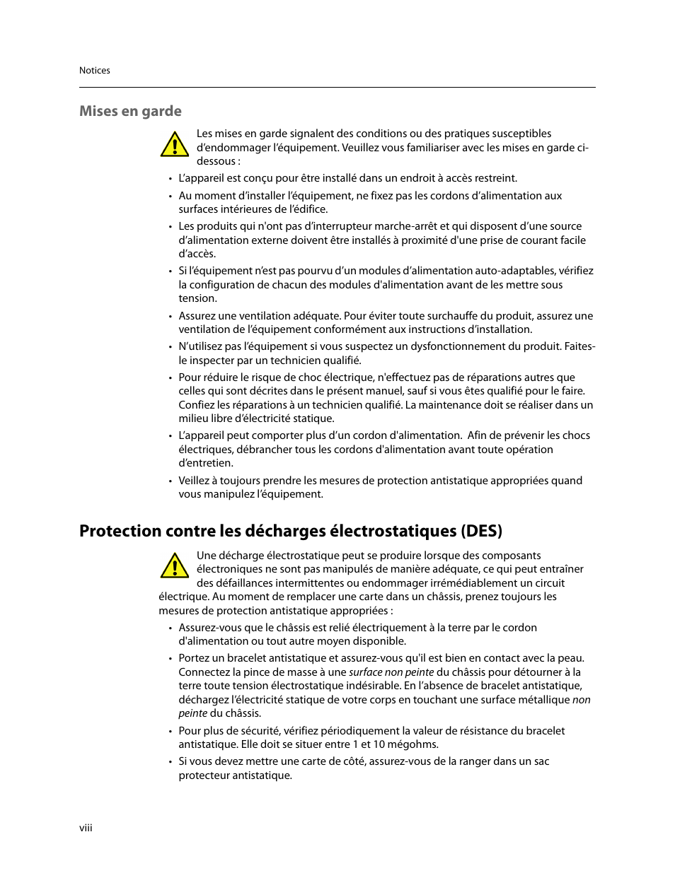 Mises en garde | Grass Valley Audio Bridge Terminal 2014 User Manual | Page 8 / 29