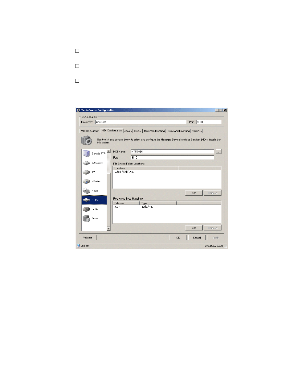 Configure ntfs mdi | Grass Valley Aurora Browse v.7.0 Installation User Manual | Page 121 / 206