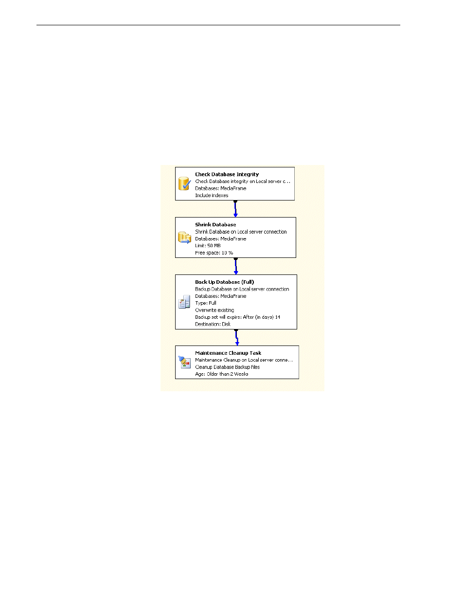Using the simple maintenance plan | Grass Valley Aurora Browse v.7.0 Installation User Manual | Page 144 / 206