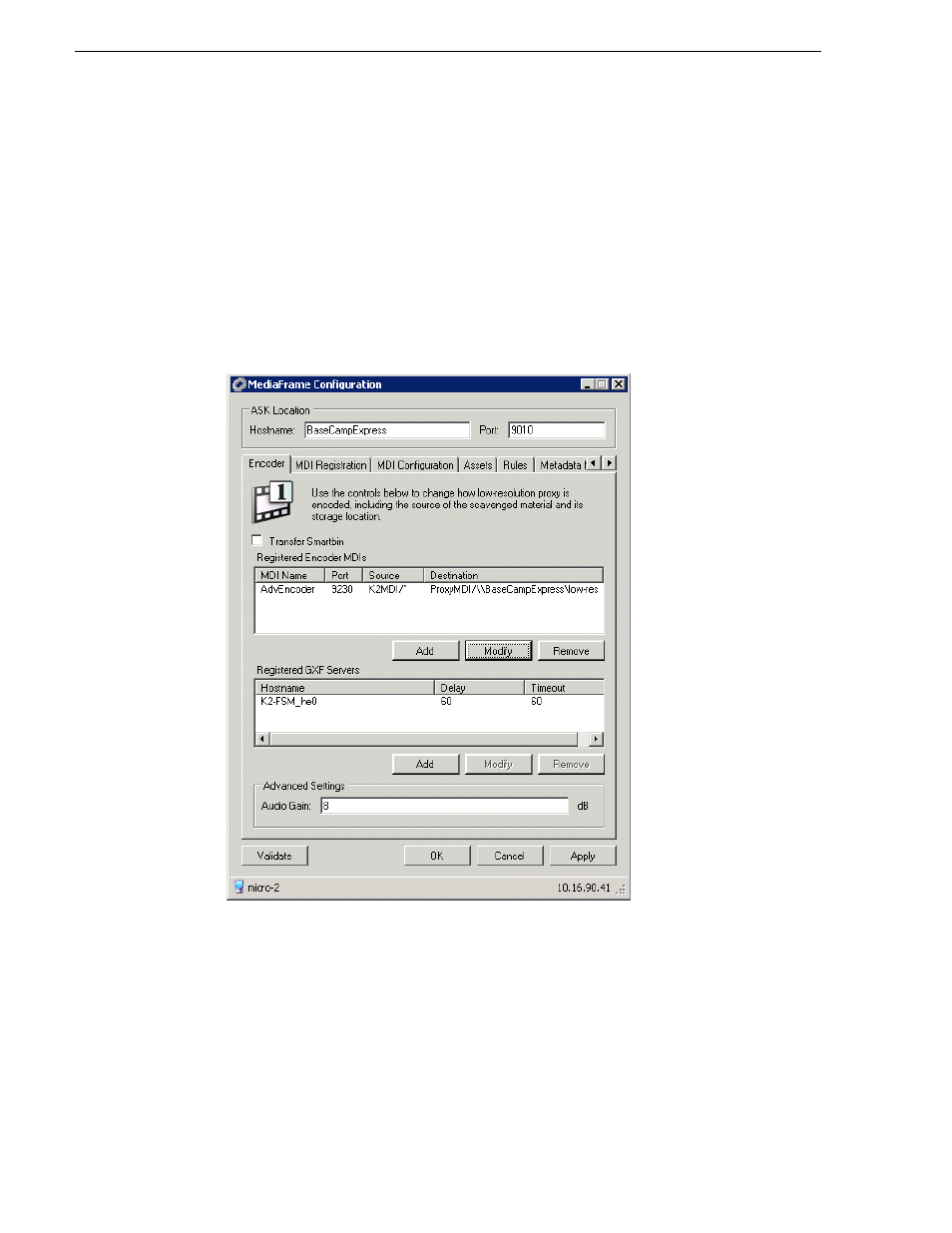 Configuring encoders for k2 basecamp express | Grass Valley Aurora Browse v.7.0 Installation User Manual | Page 176 / 206