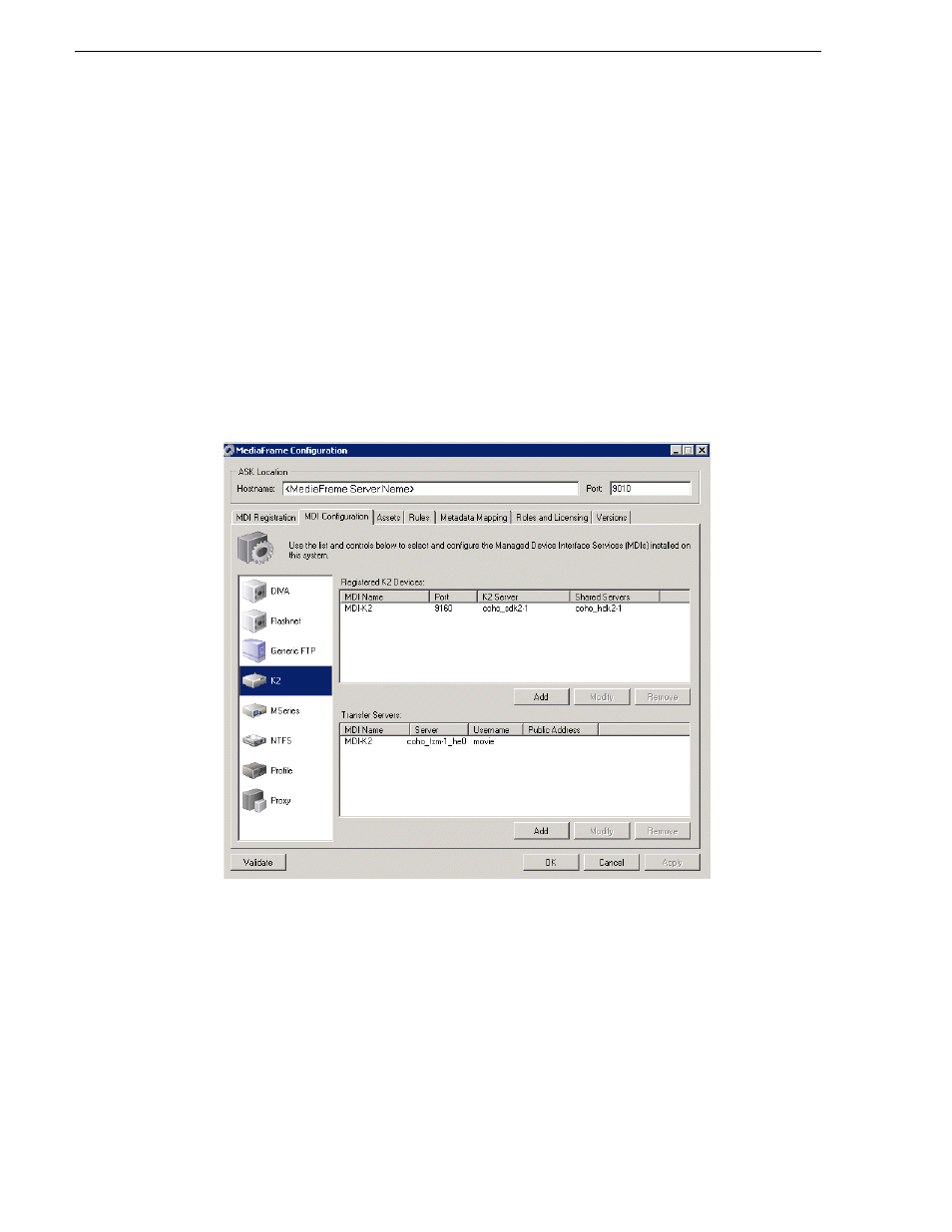 Configure k2 mdi | Grass Valley Aurora Browse v.7.0 Installation User Manual | Page 92 / 206