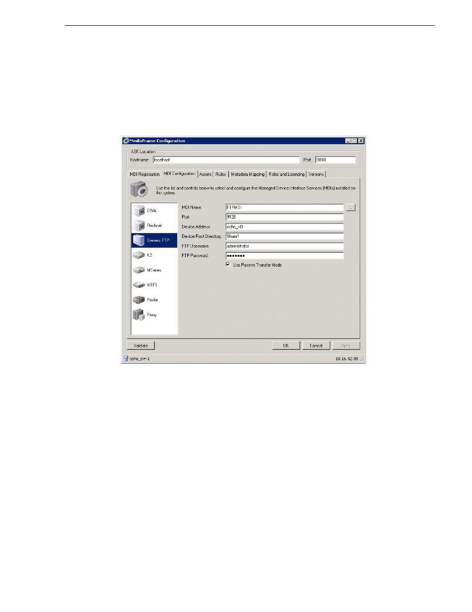 Configure generic ftp mdi | Grass Valley Aurora Browse v.6.5 Installation User Manual | Page 57 / 142