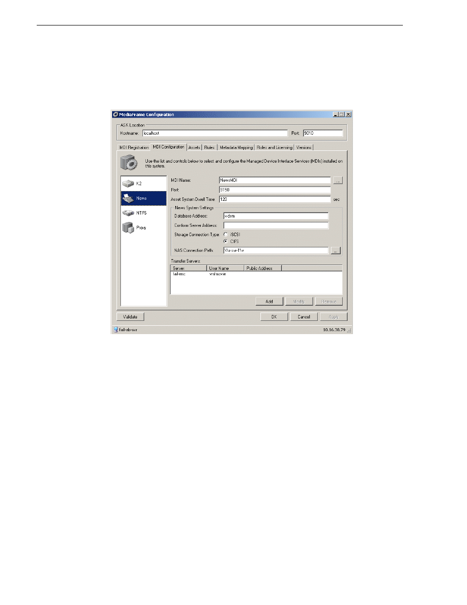Configure news mdis | Grass Valley Aurora Browse v.6.5 Installation User Manual | Page 62 / 142