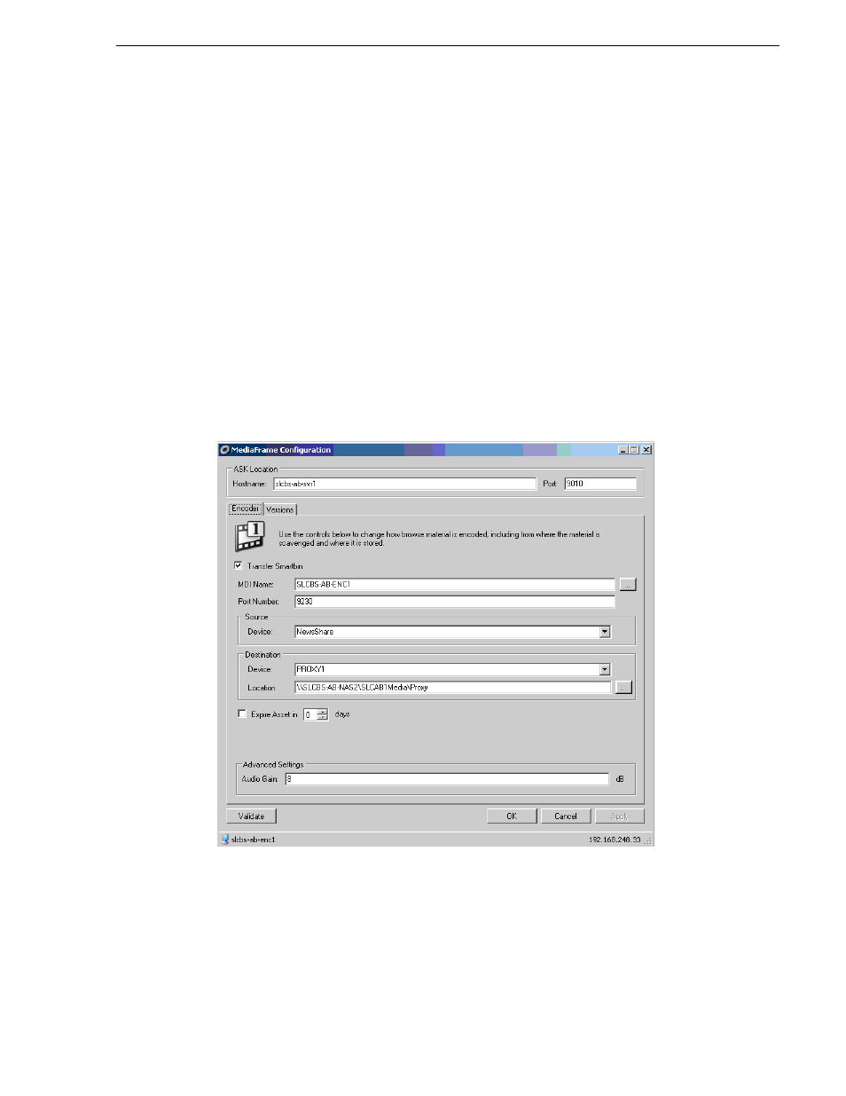 Configure smartbin encoder | Grass Valley Aurora Browse v.6.5 Installation User Manual | Page 69 / 142