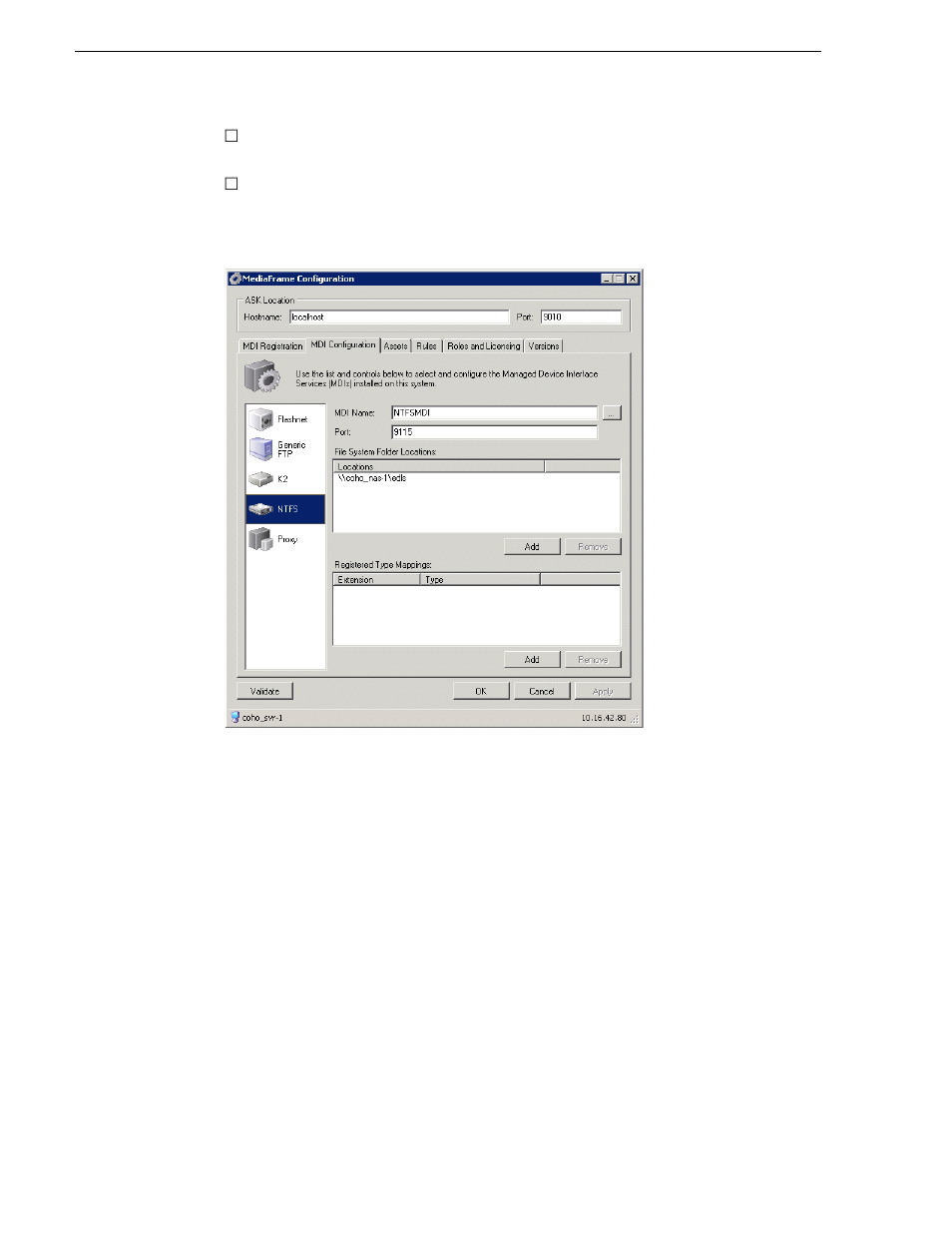 Configure ntfs mdi | Grass Valley Aurora Browse v.6.5 Installation User Manual | Page 82 / 142