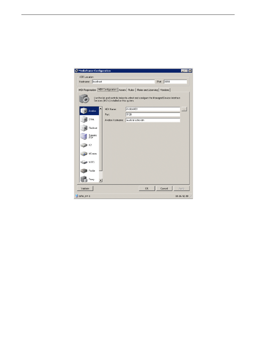 Configure avalon mdi | Grass Valley Aurora Browse v.6.5 Installation User Manual | Page 90 / 142
