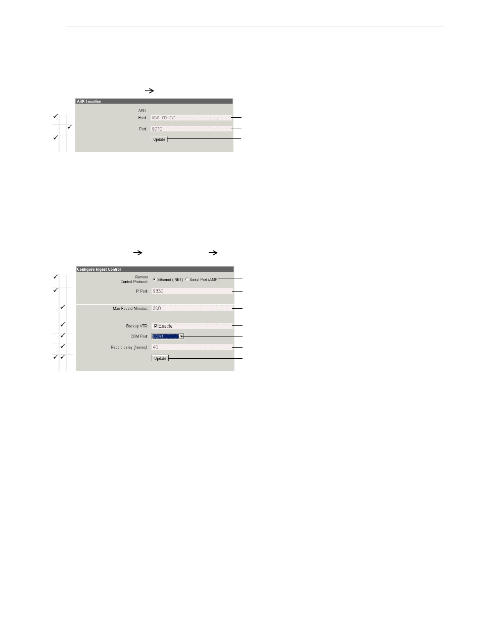 Configure ask location: single-channel encoder, Configure ingest control: single-channel encoder | Grass Valley Aurora Browse v.6.0b Installation User Manual | Page 157 / 182
