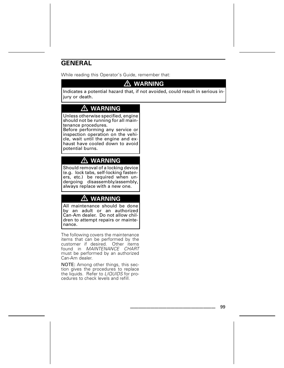 General | BRP DS70 User Manual | Page 101 / 140