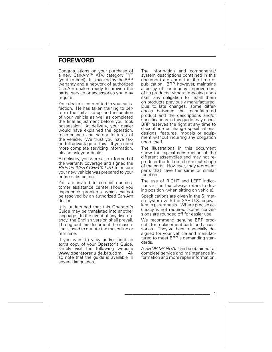 Foreword | BRP DS70 User Manual | Page 3 / 140