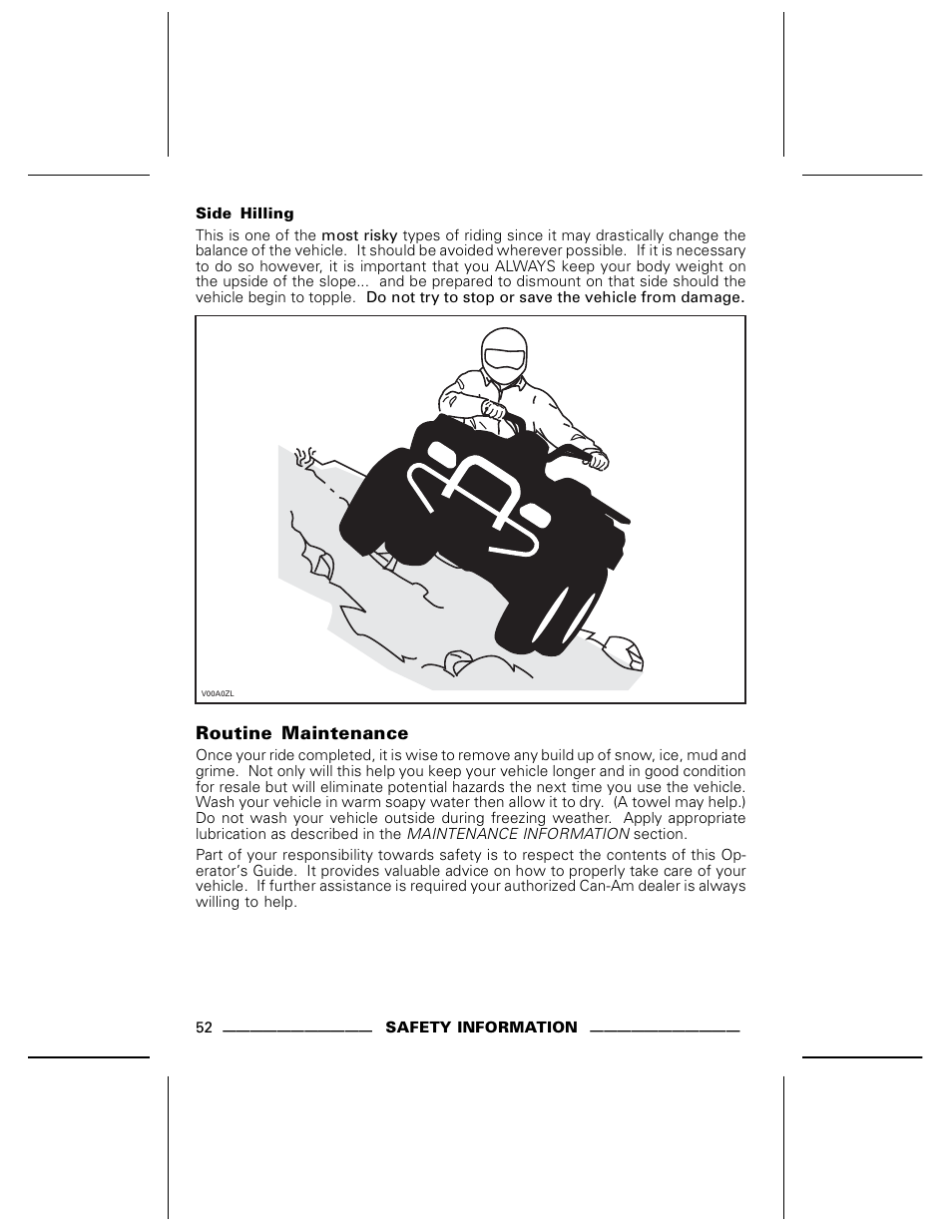 Side hilling, Routine maintenance | BRP DS70 User Manual | Page 54 / 140