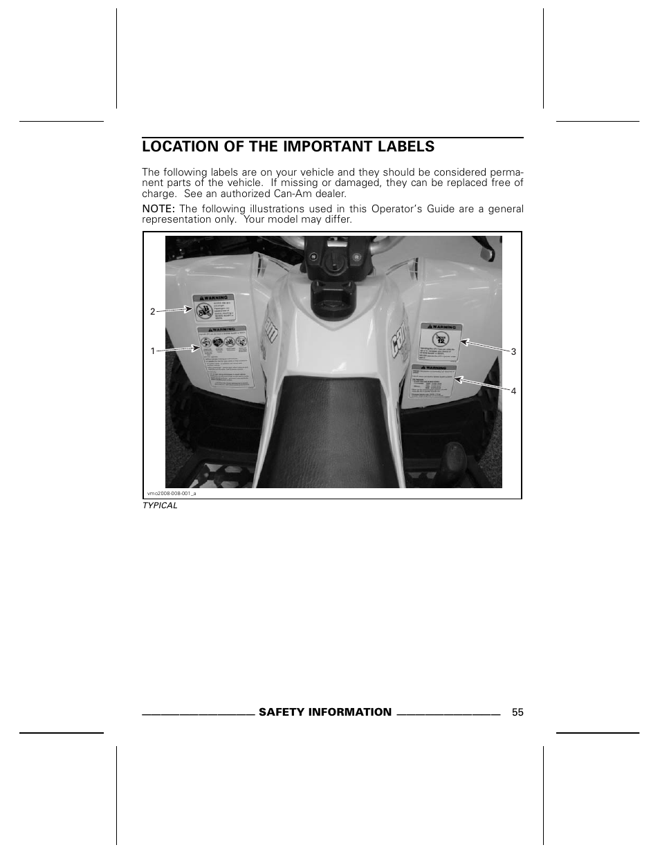 Location of the important labels | BRP DS70 User Manual | Page 57 / 140