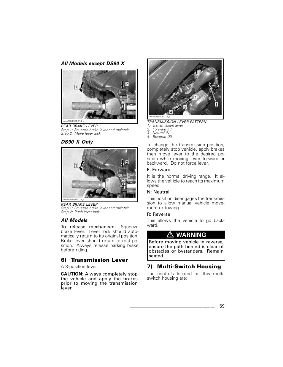 Warning | BRP DS70 User Manual | Page 71 / 140