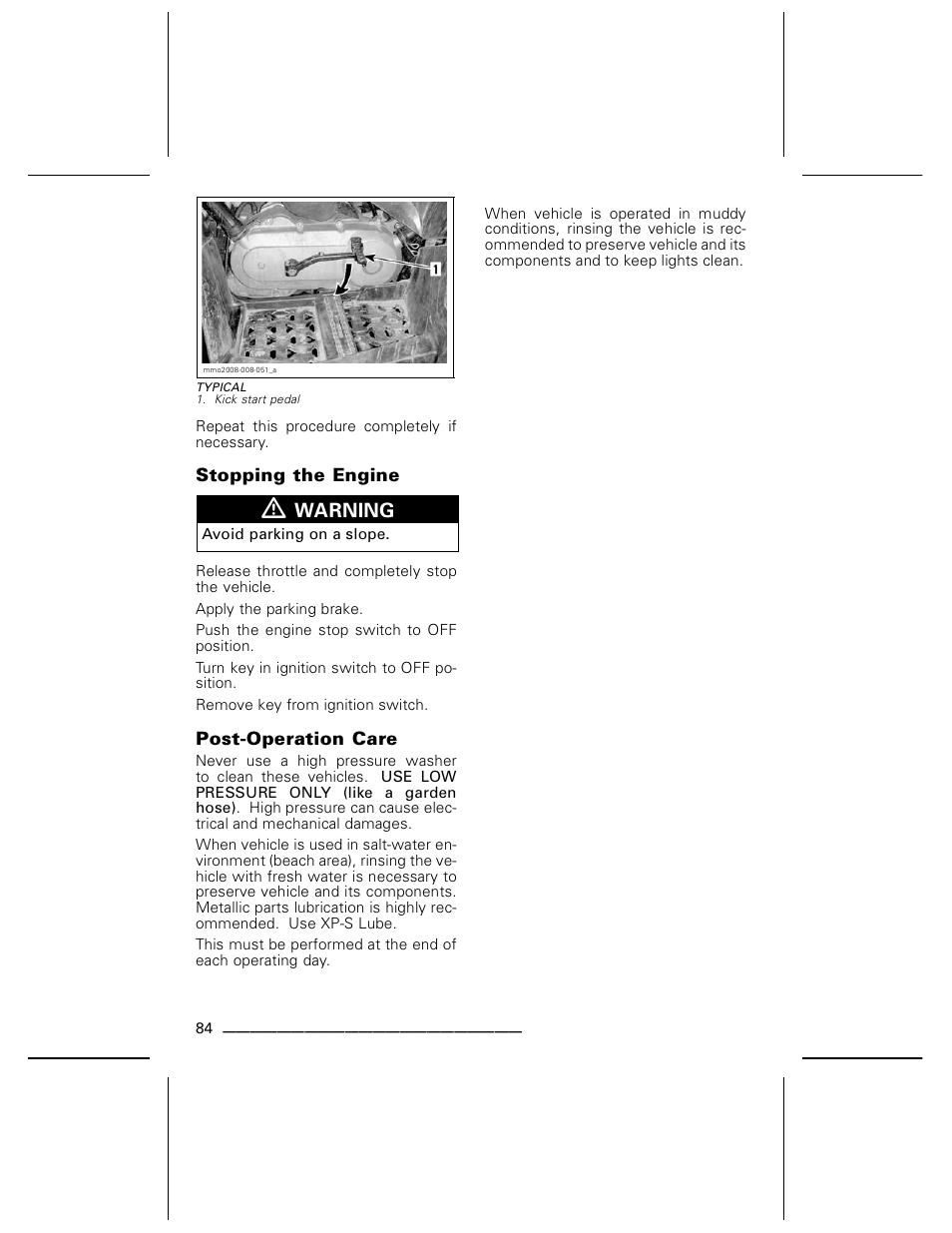 Stopping the engine, Post-operation care | BRP DS70 User Manual | Page 86 / 140