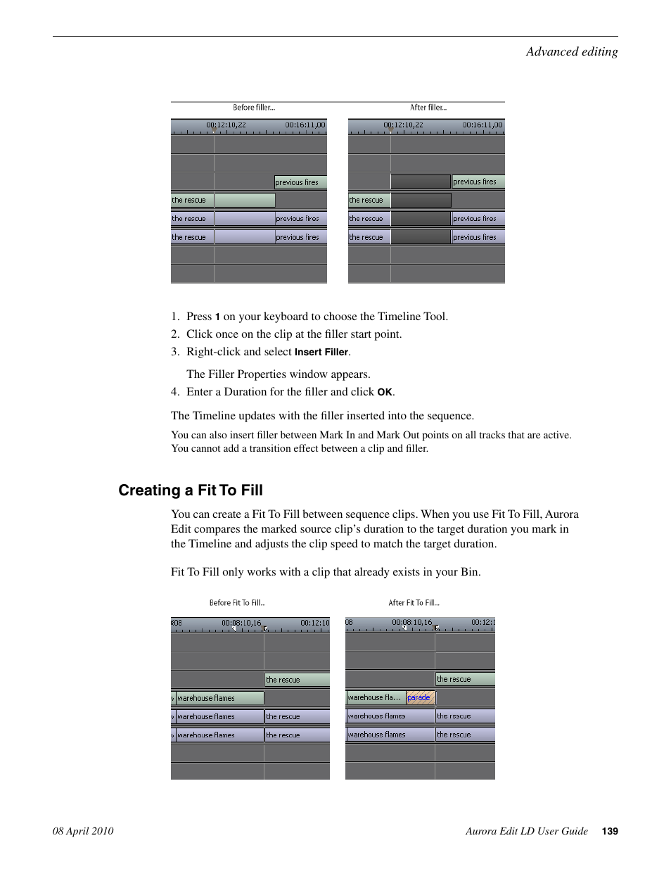 Creating a fit to fill | Grass Valley Aurora Edit LD v.7.0 User Manual | Page 139 / 228