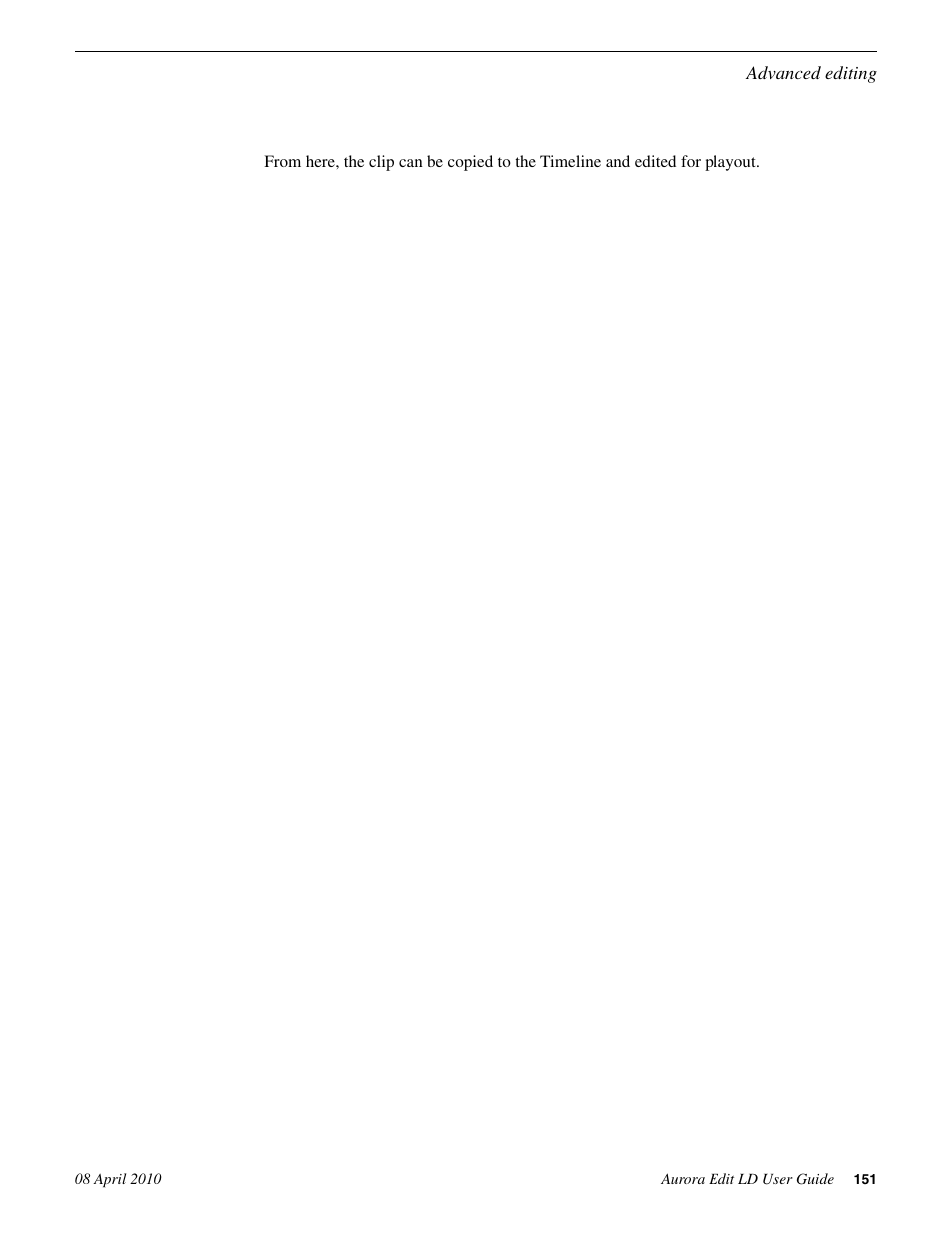 Grass Valley Aurora Edit LD v.7.0 User Manual | Page 151 / 228