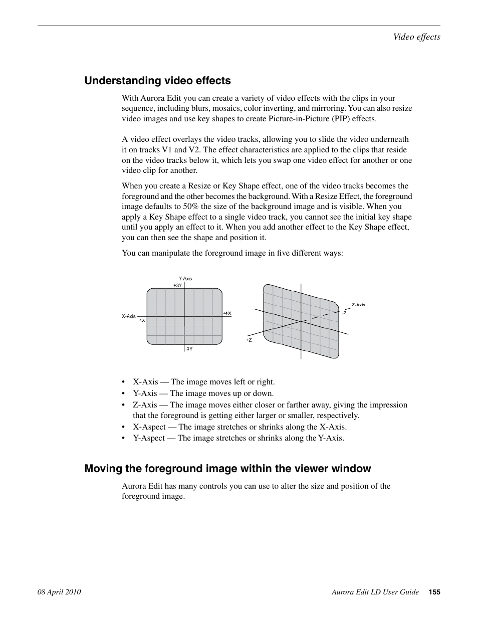 Understanding video effects | Grass Valley Aurora Edit LD v.7.0 User Manual | Page 155 / 228