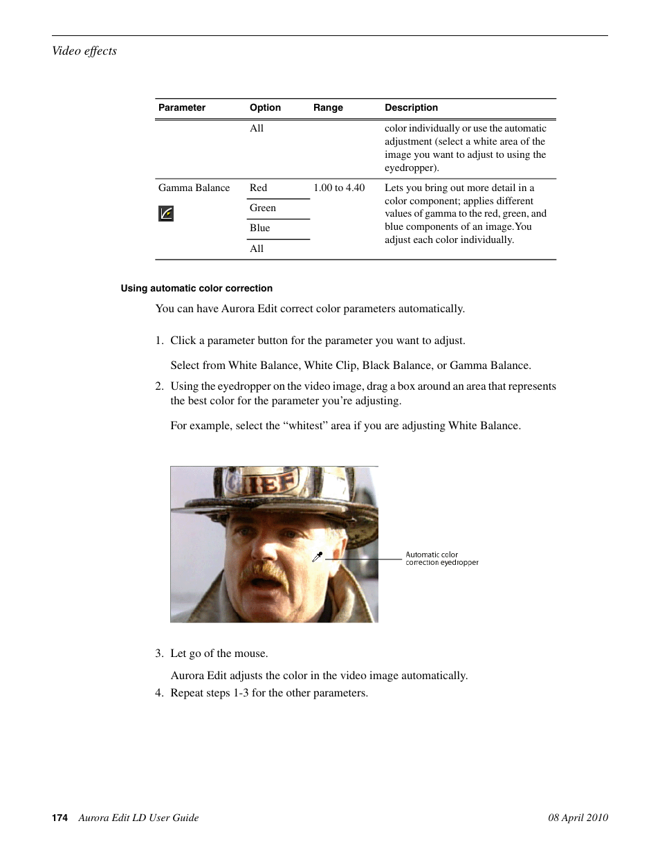 Using automatic color correction | Grass Valley Aurora Edit LD v.7.0 User Manual | Page 174 / 228