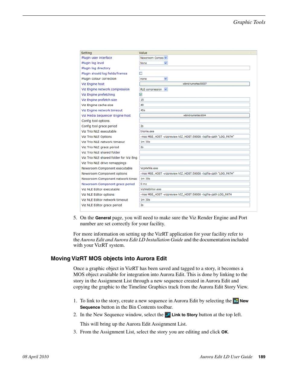 Moving vizrt mos objects into aurora edit | Grass Valley Aurora Edit LD v.7.0 User Manual | Page 189 / 228