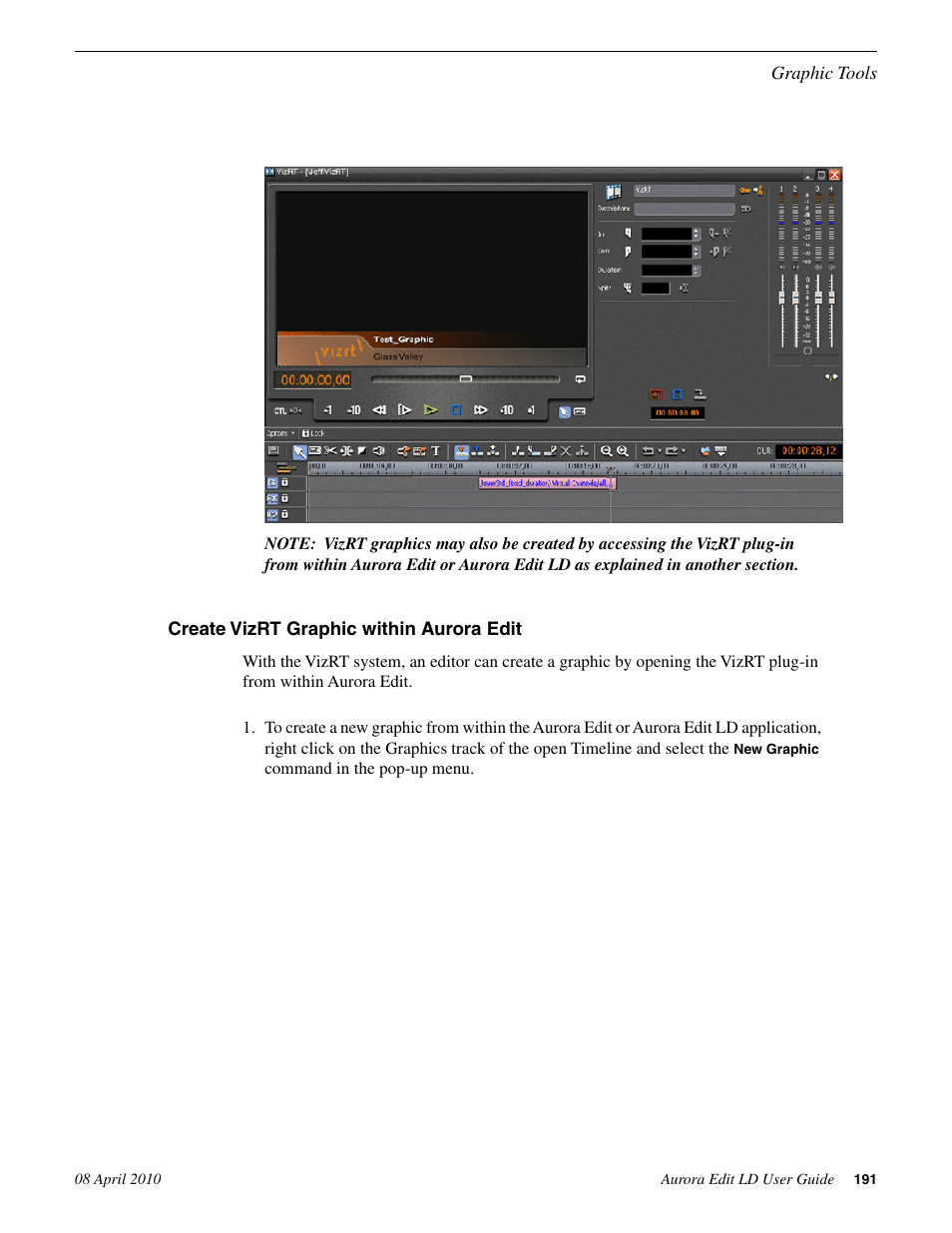 Create vizrt graphic within aurora edit | Grass Valley Aurora Edit LD v.7.0 User Manual | Page 191 / 228