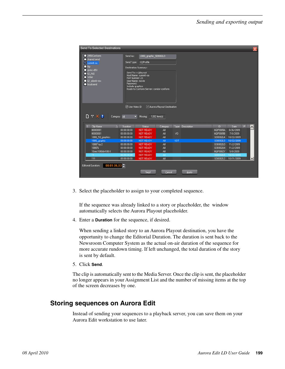 Storing sequences on aurora edit | Grass Valley Aurora Edit LD v.7.0 User Manual | Page 199 / 228