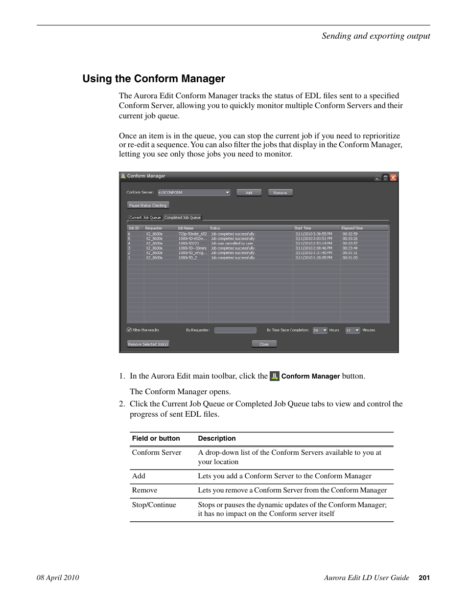 Using the conform manager | Grass Valley Aurora Edit LD v.7.0 User Manual | Page 201 / 228