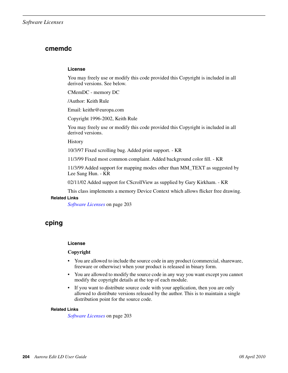 Cmemdc, Cping, Cmemdc cping | Grass Valley Aurora Edit LD v.7.0 User Manual | Page 204 / 228