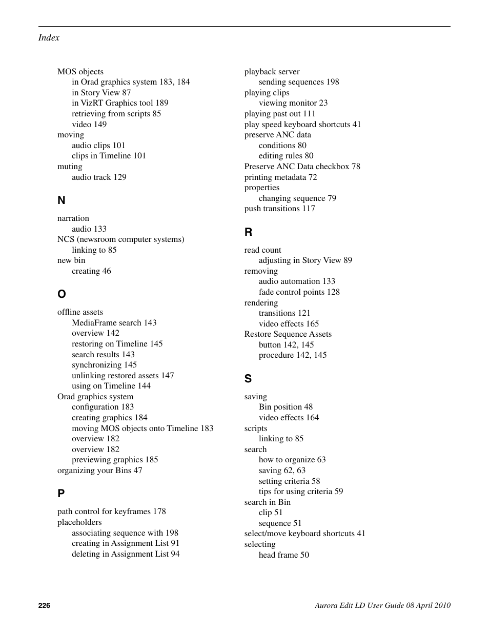 Grass Valley Aurora Edit LD v.7.0 User Manual | Page 226 / 228