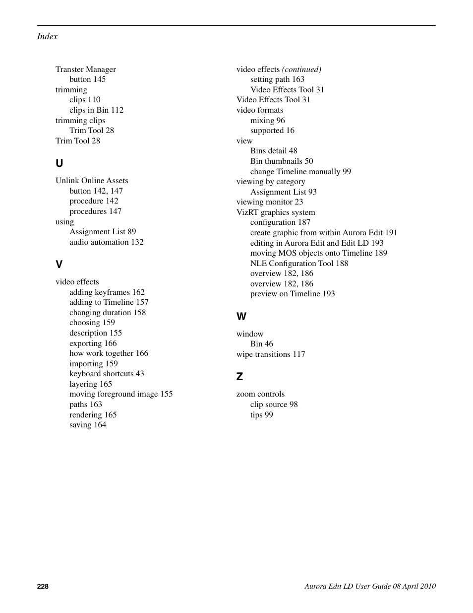 Grass Valley Aurora Edit LD v.7.0 User Manual | Page 228 / 228