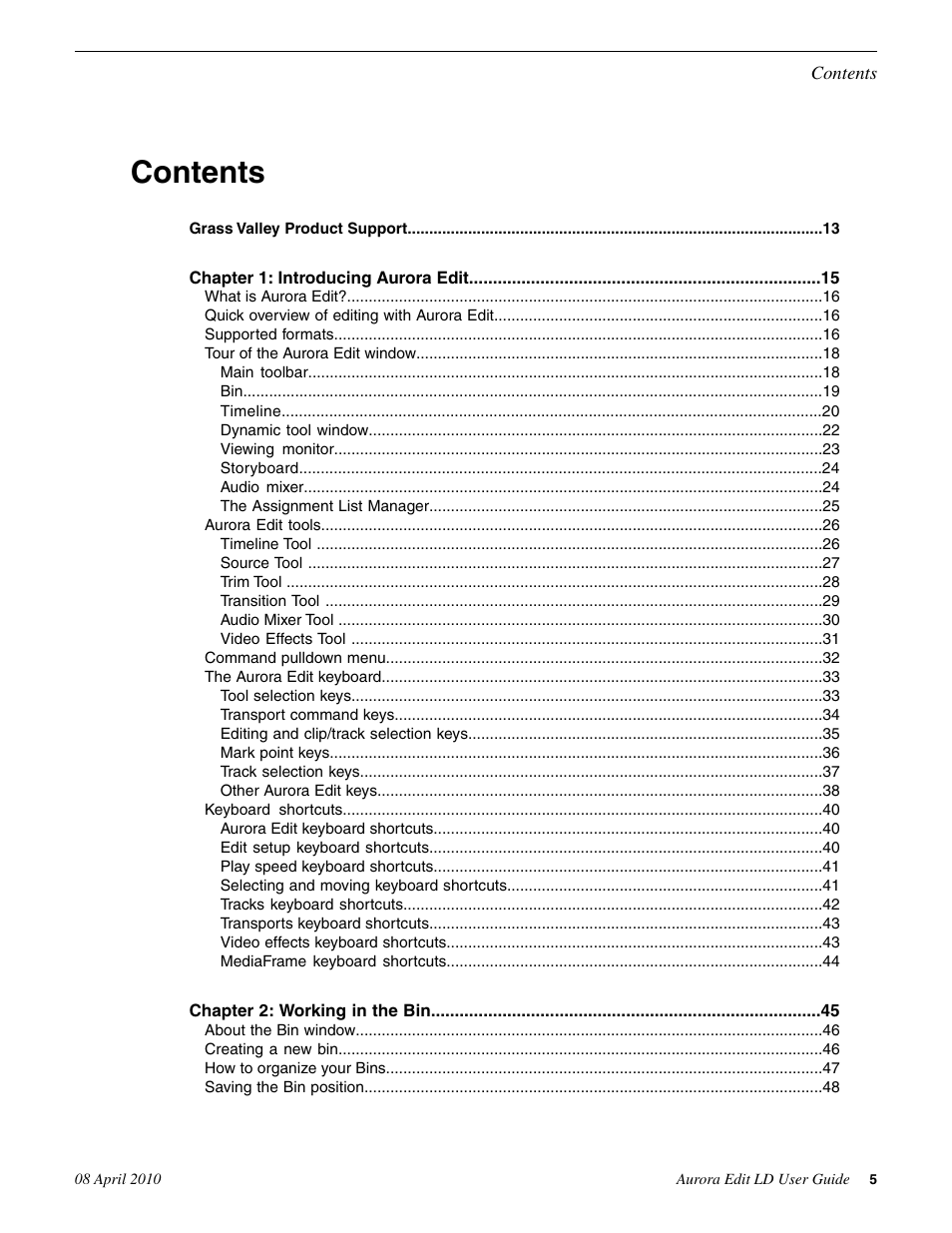 Grass Valley Aurora Edit LD v.7.0 User Manual | Page 5 / 228